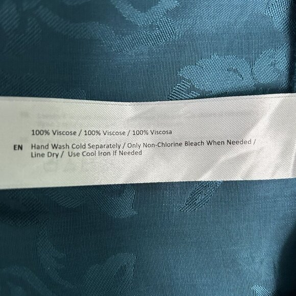 NWT Band of the Free Celene Side Drape Teal Floral Embossed Satin Midi Skirt Med - Picture 6 of 11